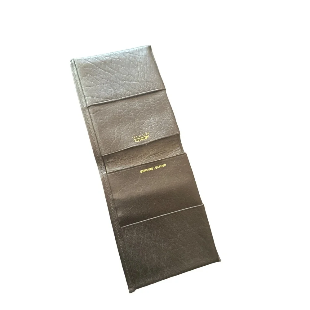 Amity Trifold Wallet Brown Genuine Leather Made in USA Pebbled Vintage Classic